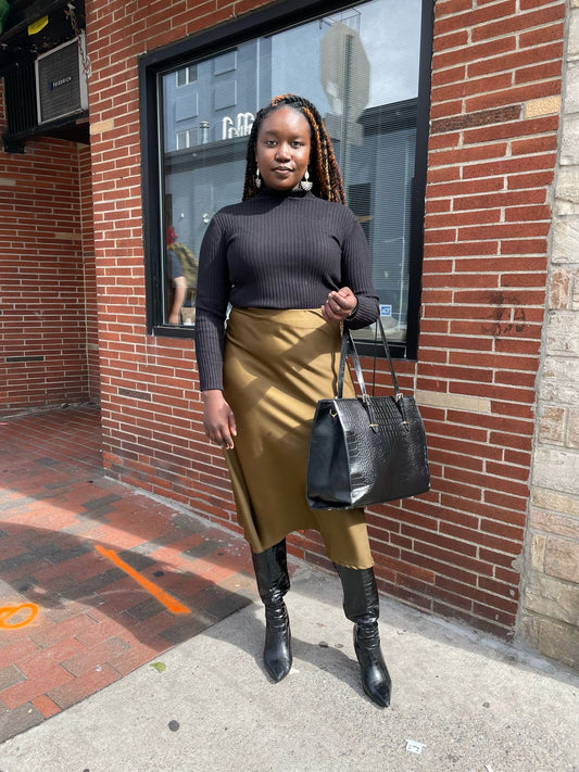Ava Satin Midi Skirt