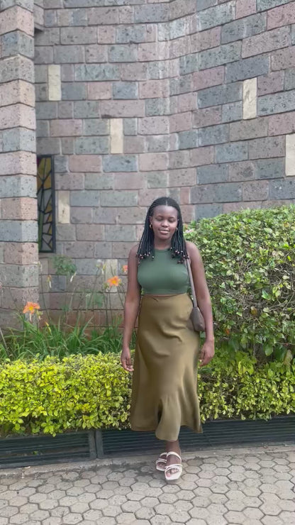 Ava Satin Midi Skirt